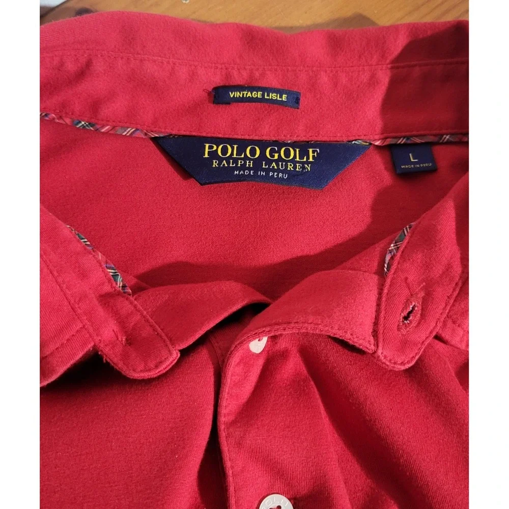 Mens Polo Golf Ralph Lauren Shirt True Red Size Large L Vintage Lisle ~Big Pony!